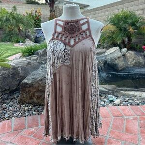 Free People Gorgeous Neutral Mini Dress